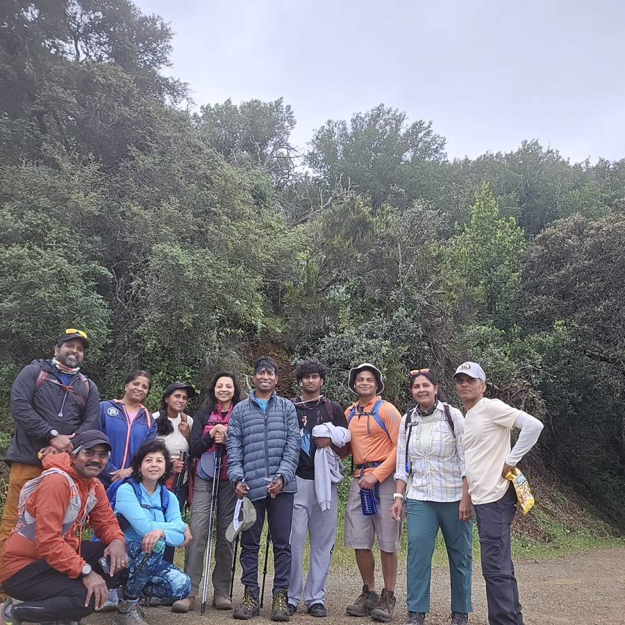 A Saval hiking group on a trail